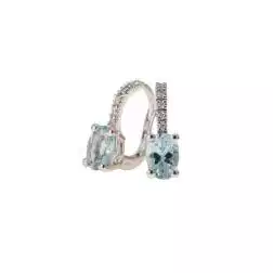 Orecchini monachella Acquamarina 8mm x 6mm e Diamanti