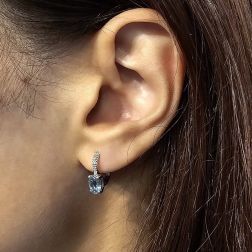 Aquamarine 8mm x 6mm and Diamond earrings photo worn