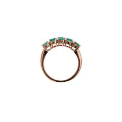 Anello Veretta con 5 Smeraldi da 0.77ct in Oro Rosa