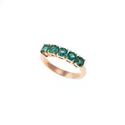 Anello Veretta con 5 Smeraldi da 0.77ct in Oro Rosa