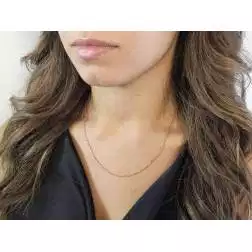 Collana Girocollo 45cm Brillantata 1.4mm in Oro Rosa 18kt foto indossata