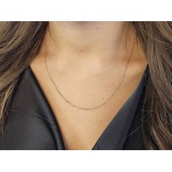 Collana Girocollo 45cm Brillantata 1.4mm in Oro Rosa 18kt foto indossata