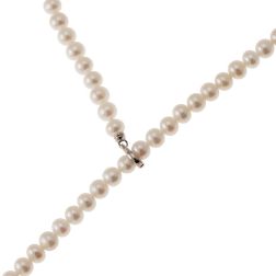 55cm Long Pearl Y Necklace  Adjustable Closure in White Gold