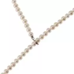 Collana laccetto 55cm di Perle acqua dolce 6mm chiusura regolabile in Oro Bianco