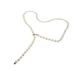 Collana laccetto 55cm di Perle acqua dolce 6mm chiusura regolabile in Oro Bianco