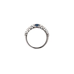 Solitaire Ring surrounded by Sapphire and Diamonds in White Gold