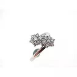 Anello Doppio Fiore Diamanti in Oro Bianco