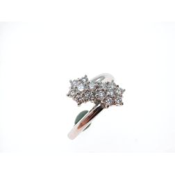 Double Flower Diamonds Ring in White Gold