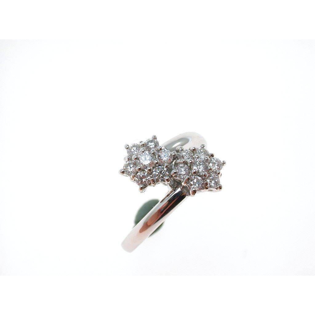 Anello Doppio Fiore Diamanti in Oro Bianco