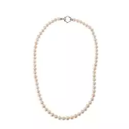 Collana Perle Fresh Water chiusura fiore Oro Bianco 18kt