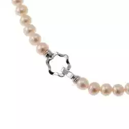 Collana Perle Fresh Water chiusura fiore Oro Bianco 18kt