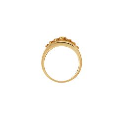 Yellow Gold Triple Band Ring with Rubies and Diamonds