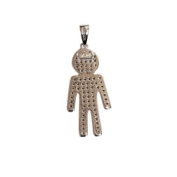 Tall Baby-boy charm in 18kt white gold with zircons