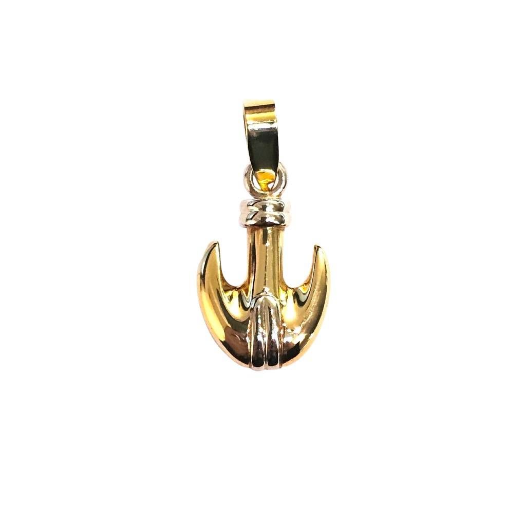 Anchor pendant yellow and white gold