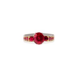 Rubies Triumph Ring in Yellow and White Gold