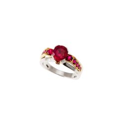 Rubies Triumph Ring in Yellow and White Gold