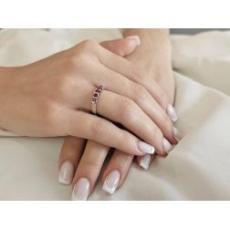 Photo of worn Veretta Ring 5 Rubies White Gold