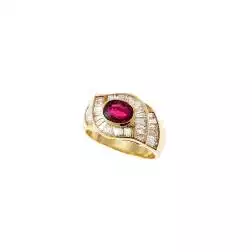 Anello Fascia Art Déco con Rubino e Diamanti Oro Giallo