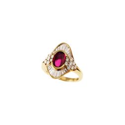 Band Ring with Ruby and Yellow Gold Diamonds