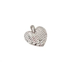 Domed Holed Heart shaped Charm 18kt white gold