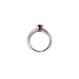 Solitaire with curved bands with surrounded Ruby and Diamonds