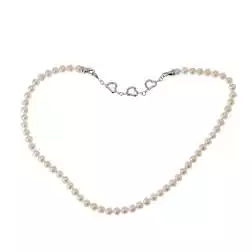 Collana Girocollo di Perle chiusura 3 Cuori in Oro Bianco