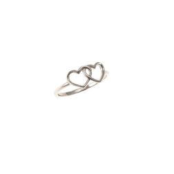 Ring with 2 Hearts White Gold