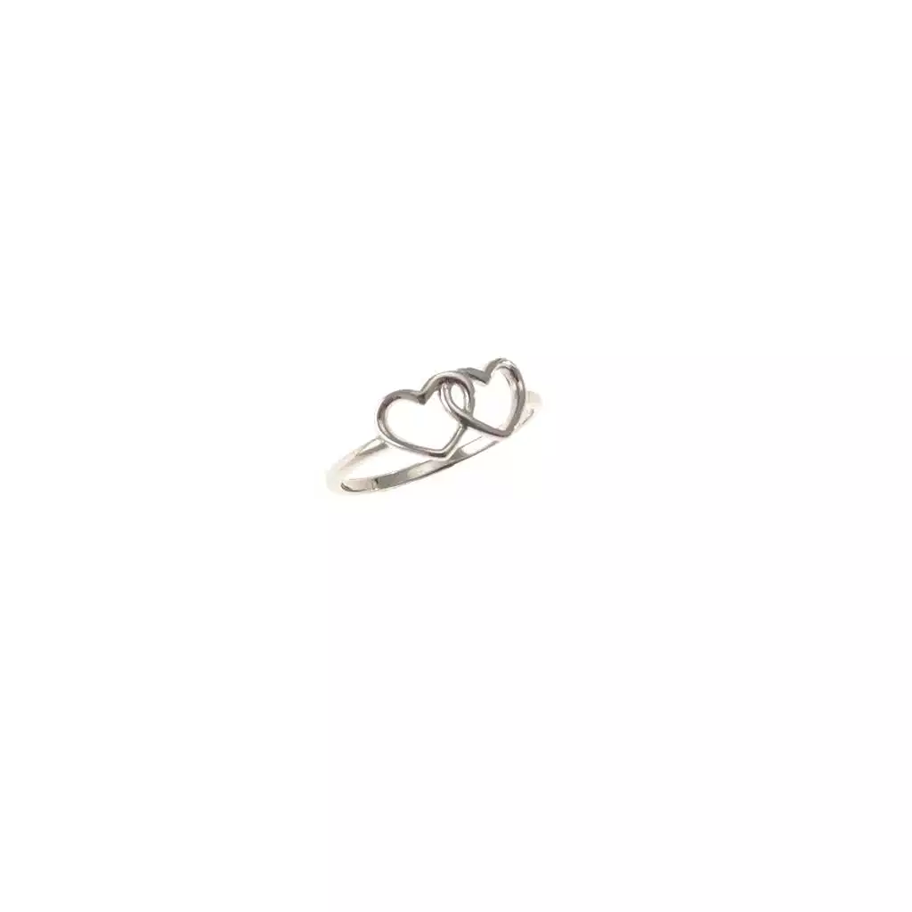 Anello con 2 Cuori Forati Oro Bianco