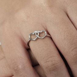 Photo of worn Ring with 2 Hearts White Gold