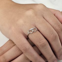 Photo of worn Ring with 2 Hearts White Gold