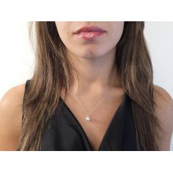 Photo of worn Necklace with Akoya Pearl Charm