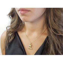 Photo of worn Sitting Cat pendant yellow gold