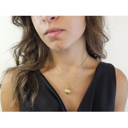 Photo of worn LadyBug 3D pendant yellow gold