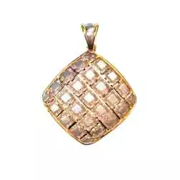 Domed Holed Rombus Charm rose and white gold