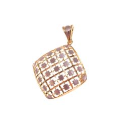 Domed Holed Rombus Charm rose and white gold