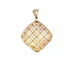 Domed Holed Rombus Charm rose and white gold
