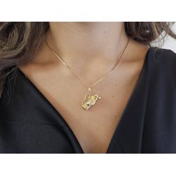Photo of worn Golf Bag pendant yellow and white gold