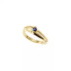 Anello Solitario Zaffiro Doppia Fascia in Oro Giallo