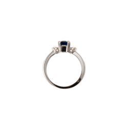 Octagonal-cut Sapphire Solitaire Ring with Diamonds