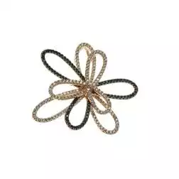 Ciondolo Fiore Stilizzato con Zirconi Bianchi e Neri in Oro Rosa