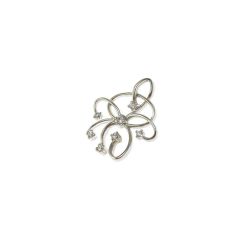 Woven Wire Flower Charm with zircons in white gold