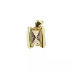Ciondolo Trapezio in Oro Giallo con Quarzo Rutilato Rettangolare