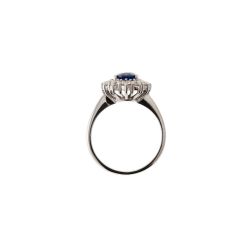 6x8 Blue Sapphire with 12 Diamonds Kate Ring