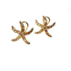 Orecchini Stelle Marine con Diamanti Gialli e Brown in Oro Rosa