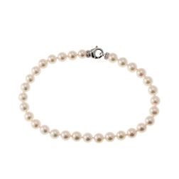 Akoya Pearl Bracelet with lobster clasp with Diamonds in White Gold