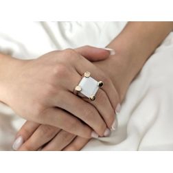 Photo of worn Square Agate Ring with Rose Gold