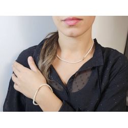 Bracciale di Perle Fresh Water chiusura in Diamanti e Oro Rosa foto indossata