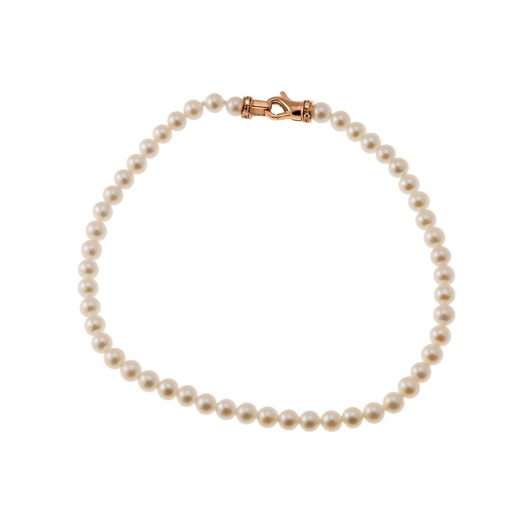 Fresh Water Pearl Bracelet with Diamond and Rose Gold closure