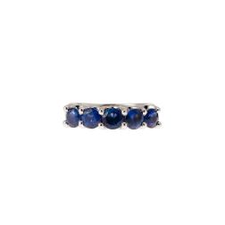 Anello Veretta 5 Zaffiri Blu in Oro Bianco
