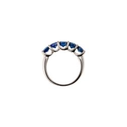 Anello Veretta 5 Zaffiri Blu in Oro Bianco